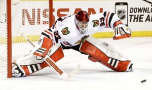Scott Darling stopped 42 shots after relieving Corey Crawford to start the second period. (Photo: Mark Humphrey / AP)