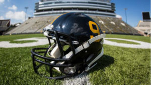 The Iowa Hawkeyes wore the number nine on one side helmet to honor the late Tyler Sash (Photo Credit: hawkeyesports.com).