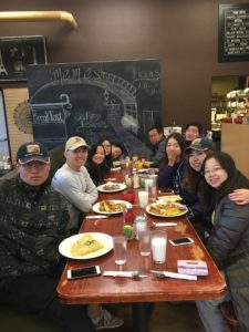 Group picture at Meme's Cafe (image via Minshen Guo)