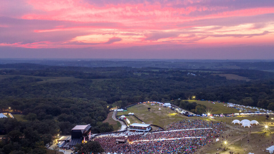 Sunset over Hinterland Festival 2025, St. Charles IA